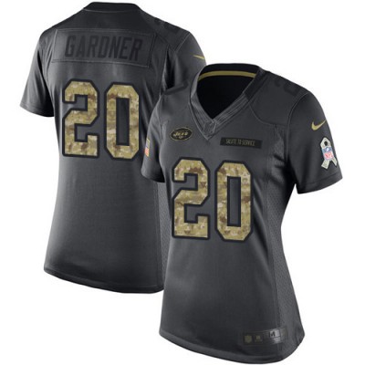 Nike New York Jets #20 Ahmad Sauce Gardner Black Women's Stitched NFL Limited 2016 Salute to Service Jersey